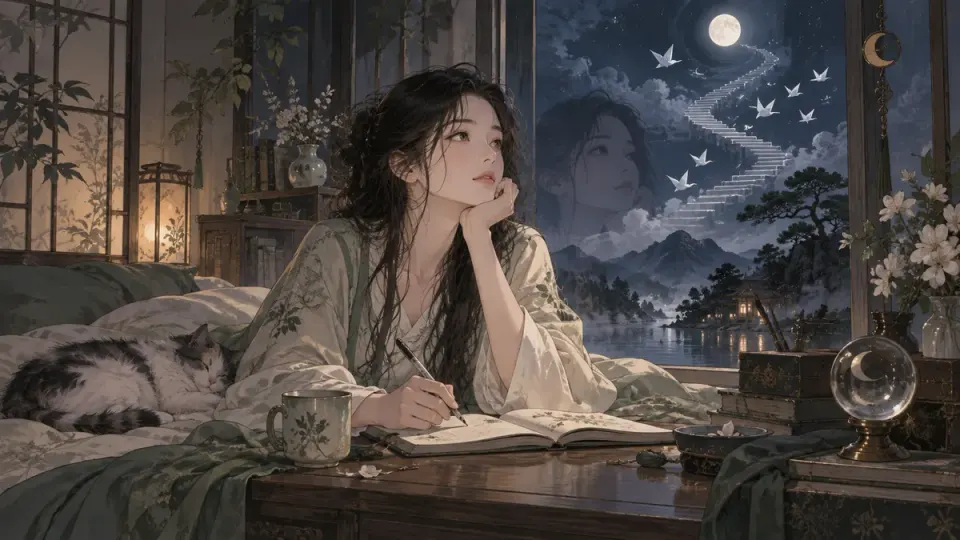 정신분석 해몽의 주제를 담은 오리지널 일러스트